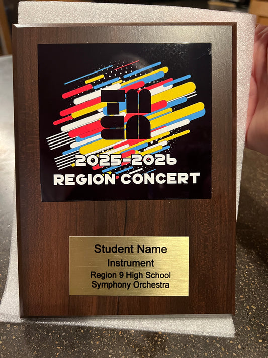 '25-'26 Region 9 HS Orchestra Plaque